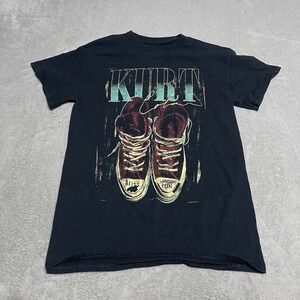 Kurt Cobain Shirt Adult Small Black Converse Shoes Graphic Short Sleeve Tee